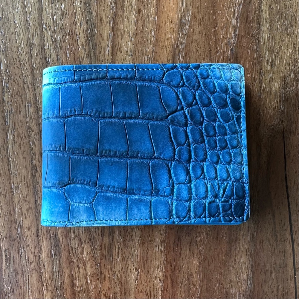 Louis Vuitton Limited Edition Blue Ombre Crocodilien Mat Multiple Wallet
